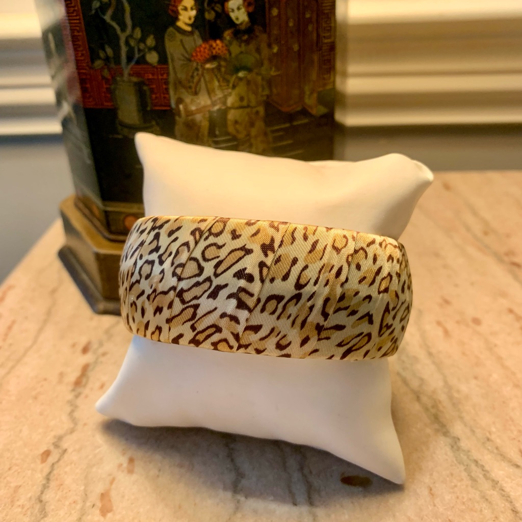 Vintage Chunky Cloth Leopard Print Bangle Bracelet